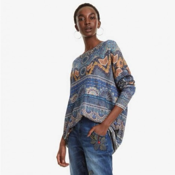 DESIGUAL size small Paisley abstract long sleeve, NWOT - Picture 2 of 12